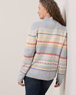 ALTERNATE VIEW OF WOMEN'S FAIR ISLE MERINO TURTLENECK IN LIGHT BLUE MULTI image number 2