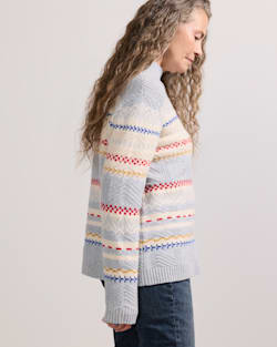 ALTERNATE VIEW OF WOMEN'S FAIR ISLE MERINO TURTLENECK IN LIGHT BLUE MULTI image number 3