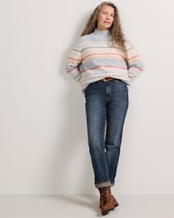 ALTERNATE VIEW OF WOMEN'S FAIR ISLE MERINO TURTLENECK IN LIGHT BLUE MULTI image number 4