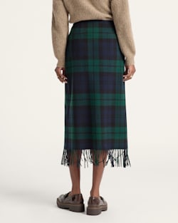 ALTERNATE VIEW OF WOMEN'S WOOL FRINGED WRAP SKIRT IN BLACK WATCH TARTAN image number 2