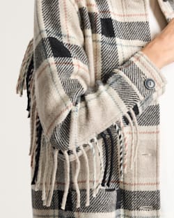 ALTERNATE VIEW OF WOMEN'S PLAID JOLENE WOOL FRINGED JACKET IN TAN/BLACK MULTI image number 4