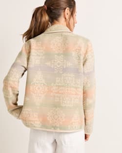 ALTERNATE VIEW OF WOMEN'S REVERSIBLE DOUBLESOFT CHORE JACKET IN ECRU/SHALE LAUREL GROVE image number 2