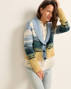 WOMEN'S BIG SKY COTTON CARDIGAN IN BLUE/YELLOW MULTI image number 1