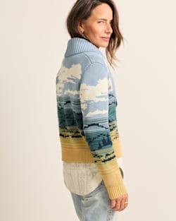 ALTERNATE VIEW OF WOMEN'S BIG SKY COTTON CARDIGAN IN BLUE/YELLOW MULTI image number 3