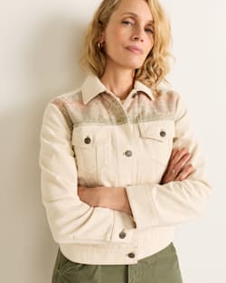 WOMEN'S DENIM TRUCKER JACKET IN NATURAL LAUREL GROVE image number 1