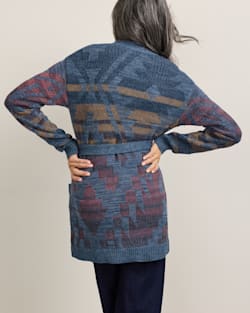 ALTERNATE VIEW OF WOMEN'S CHEYENNE COTTON CARDIGAN IN BLUE MIX image number 2