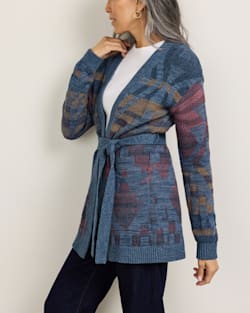 ALTERNATE VIEW OF WOMEN'S CHEYENNE COTTON CARDIGAN IN BLUE MIX image number 3