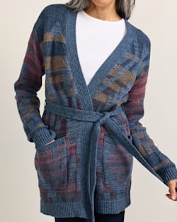 ALTERNATE VIEW OF WOMEN'S CHEYENNE COTTON CARDIGAN IN BLUE MIX image number 4