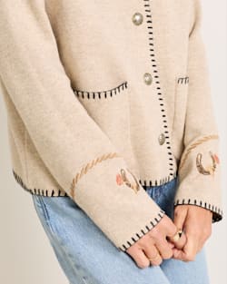 ALTERNATE VIEW OF WOMEN'S WESTERN SOUVENIR CARDIGAN IN NATURAL image number 5
