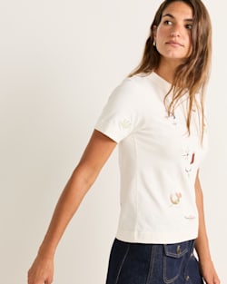 ALTERNATE VIEW OF WOMEN'S SHORT-SLEEVE DESCHUTES CHARM TEE IN IVORY image number 3