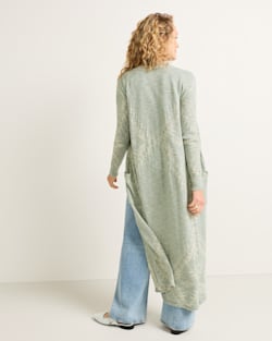 ALTERNATE VIEW OF WOMEN'S TEXTURED DUSTER CARDIGAN IN SAGE image number 2