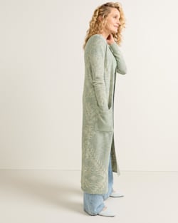 ALTERNATE VIEW OF WOMEN'S TEXTURED DUSTER CARDIGAN IN SAGE image number 3