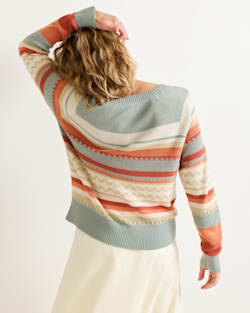 ALTERNATE VIEW OF WOMEN'S RAGLAN COTTON SWEATER IN RUST/BLUE MULTI image number 2