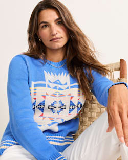 WOMEN'S COLUMBIA RIVER COTTON SWEATER IN LAPIS BLUE CHIEF JOSPEH image number 1