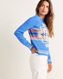 ALTERNATE VIEW OF WOMEN'S COLUMBIA RIVER COTTON SWEATER IN LAPIS BLUE CHIEF JOSPEH image number 3