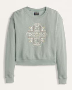 WOMEN'S EMBROIDERED FRENCH TERRY PULLOVER IN SAGE image number 1