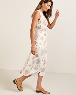 ALTERNATE VIEW OF WOMEN'S LANA SLEEVELESS LINEN DRESS IN IVORY MULTI image number 3