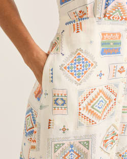 ALTERNATE VIEW OF WOMEN'S LANA SLEEVELESS LINEN DRESS IN IVORY MULTI image number 4