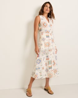 ALTERNATE VIEW OF WOMEN'S LANA SLEEVELESS LINEN DRESS IN IVORY MULTI image number 5