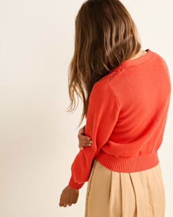 ALTERNATE VIEW OF WOMEN'S CROCHET COTTON CARDIGAN IN POPPY image number 2