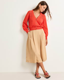 ALTERNATE VIEW OF WOMEN'S CROCHET COTTON CARDIGAN IN POPPY image number 6