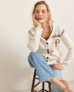 WOMEN'S LAKESIDE COTTON CARDIGAN IN IVORY MULTI image number 1