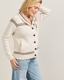 ALTERNATE VIEW OF WOMEN'S LAKESIDE COTTON CARDIGAN IN IVORY MULTI image number 3