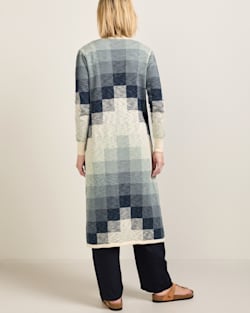 ALTERNATE VIEW OF WOMEN'S COTTON DUSTER CARDIGAN IN NAVY/IVORY MULTI image number 2