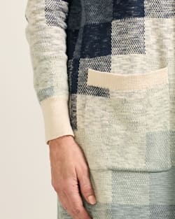 ALTERNATE VIEW OF WOMEN'S COTTON DUSTER CARDIGAN IN NAVY/IVORY MULTI image number 5