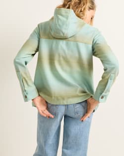 ALTERNATE VIEW OF WOMEN'S OMBRE TRAILSIDE WOOL HOODIE IN TEAL/TAN image number 2