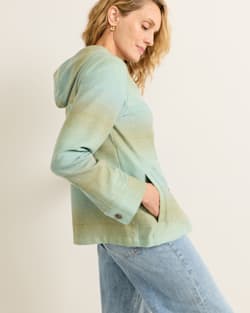 ALTERNATE VIEW OF WOMEN'S OMBRE TRAILSIDE WOOL HOODIE IN TEAL/TAN image number 3