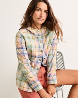 WOMEN'S PLAID TRAILSIDE WOOL HOODIE IN PINK/BLUE image number 1