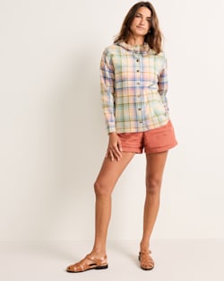 ALTERNATE VIEW OF WOMEN'S PLAID TRAILSIDE WOOL HOODIE IN PINK/BLUE image number 6