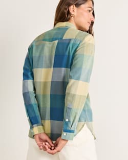 ALTERNATE VIEW OF WOMEN'S CHECK PERFECT ONE POCKET SHIRT IN TEAL MULTI image number 2