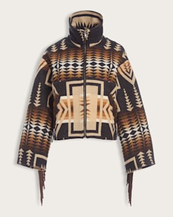 LINDSEY THORNBURG X PENDLETON FRINGED ARCHER JACKET IN HARDING OXFORD image number 1