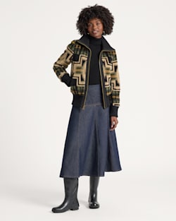 ALTERNATE VIEW OF WOMEN'S HARDING FOXGLOVE FLEECE BOMBER JACKET IN GREEN TEA image number 5