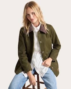 WOMEN'S JUDITH CANVAS FIELD COAT IN DARK OLIVE image number 1