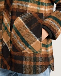 ALTERNATE VIEW OF WOMEN'S PLAID RIB-KNIT TRIM WOOL COAT IN BROWN PLAID image number 5