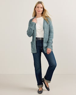 ALTERNATE VIEW OF WOMEN'S SIERRA SPRINGS COTTON CARDIGAN IN SEA BLUE MIX image number 6