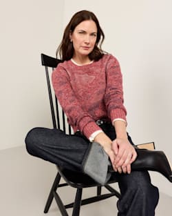 WOMEN'S RAGLAN COTTON SWEATER IN DARK ROSE MIX image number 1