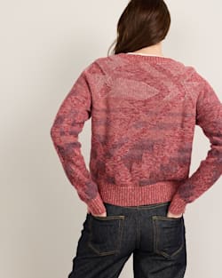 ALTERNATE VIEW OF WOMEN'S RAGLAN COTTON SWEATER IN DARK ROSE MIX image number 2