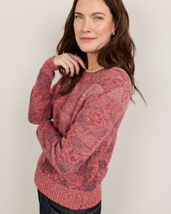 ALTERNATE VIEW OF WOMEN'S RAGLAN COTTON SWEATER IN DARK ROSE MIX image number 3