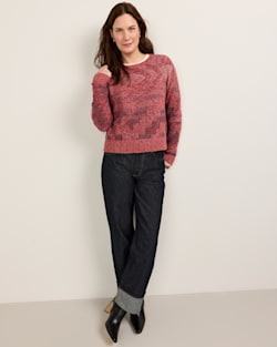 ALTERNATE VIEW OF WOMEN'S RAGLAN COTTON SWEATER IN DARK ROSE MIX image number 6