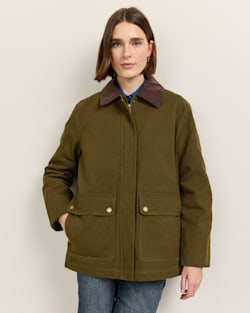 ALTERNATE VIEW OF WOMEN'S CASCADES CANVAS BARN COAT IN DARK OLIVE image number 2
