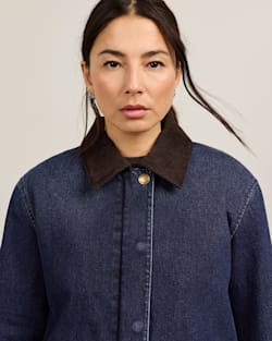 ALTERNATE VIEW OF WOMEN'S CASCADES DENIM BARN COAT IN DARK WASH image number 3