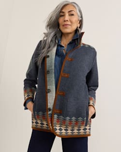 WOMEN'S HARDING REVERSIBLE WOOL COAT IN INDIGO MULTI image number 1