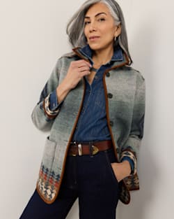 ALTERNATE VIEW OF WOMEN'S HARDING REVERSIBLE WOOL COAT IN INDIGO MULTI image number 2
