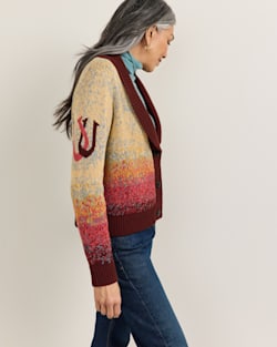 ALTERNATE VIEW OF WOMEN'S WESTERN SCENIC COTTON CARDIGAN IN SUNRISE OMBRE image number 3