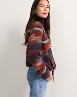 ALTERNATE VIEW OF WOMEN'S DOUBLESOFT HALF-SNAP PULLOVER IN BLUE/RED CROWNPOINT image number 3
