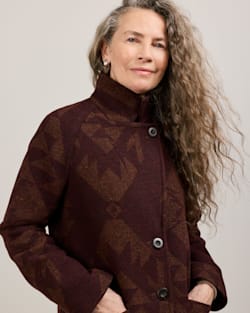 ALTERNATE VIEW OF WOMEN'S JACQUARD WOOL OVERCOAT IN BROWN ECHO BAY image number 2